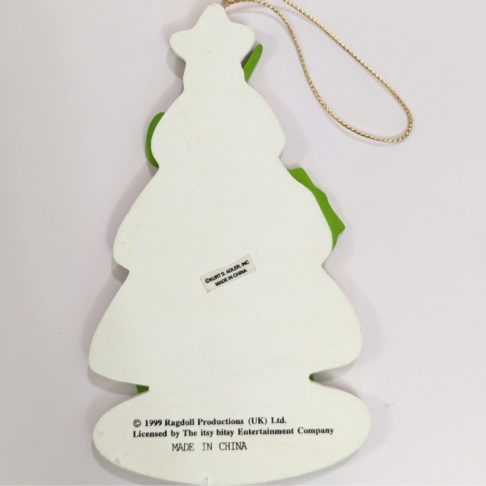 Vtg Teletubbies Dipsy Green Wooden Christmas Ornament 1999 Kurt Adler NEW - Picture 3 of 5